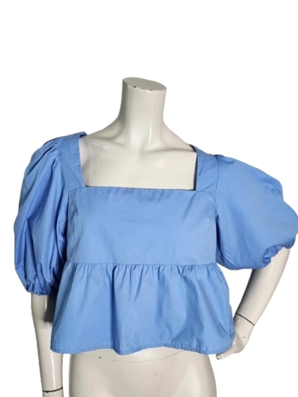 Abercrombie & Fitch Puff Sleeve Top Women's S Blue